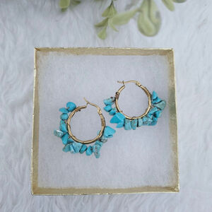 Bohemian Natural Turquoise Hoop Earrings